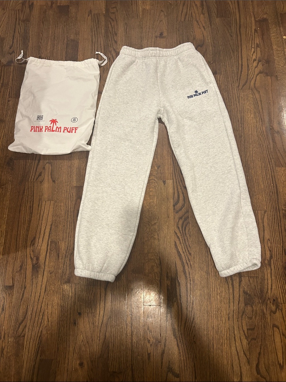 Pink Palm Puff K Gray Sweat Joggers